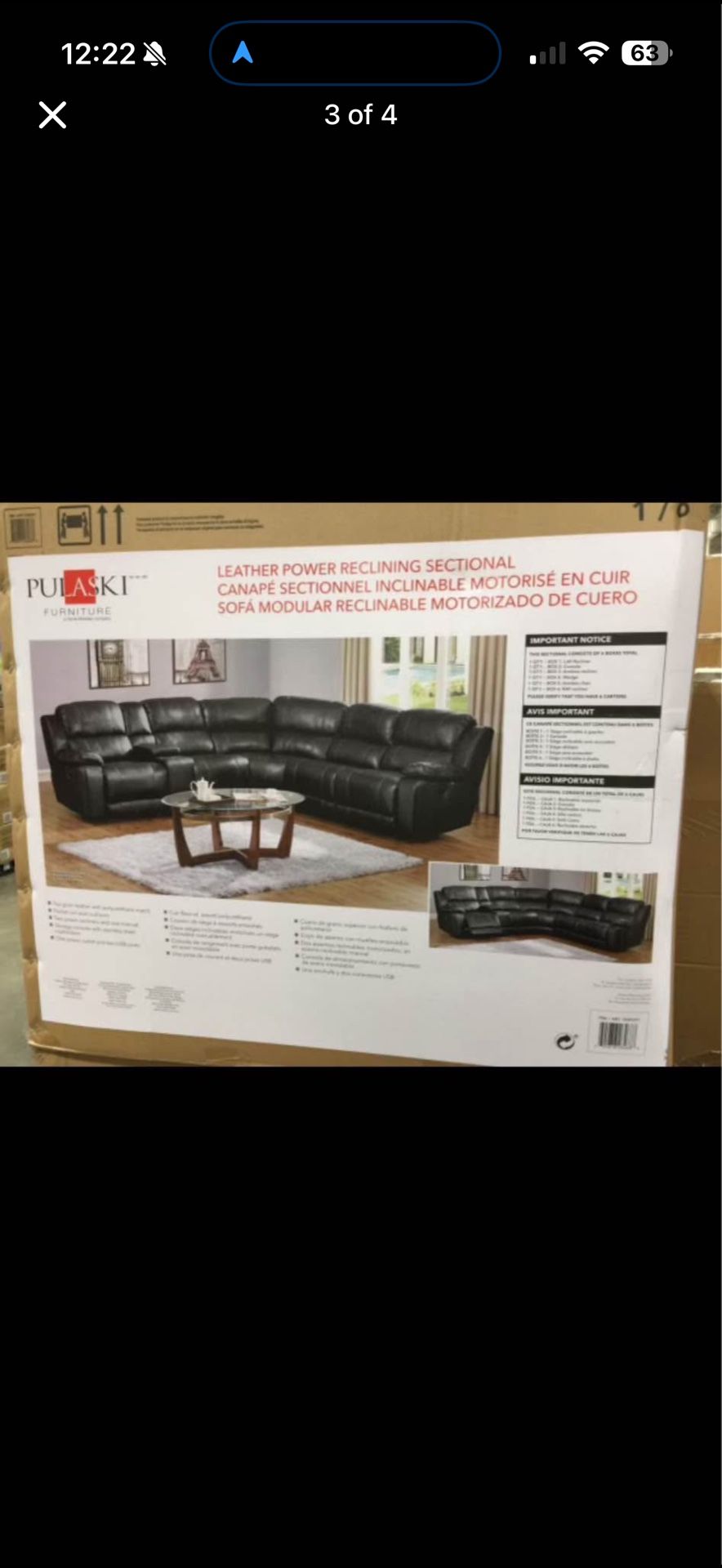 Pulaski leather power reclining sectional