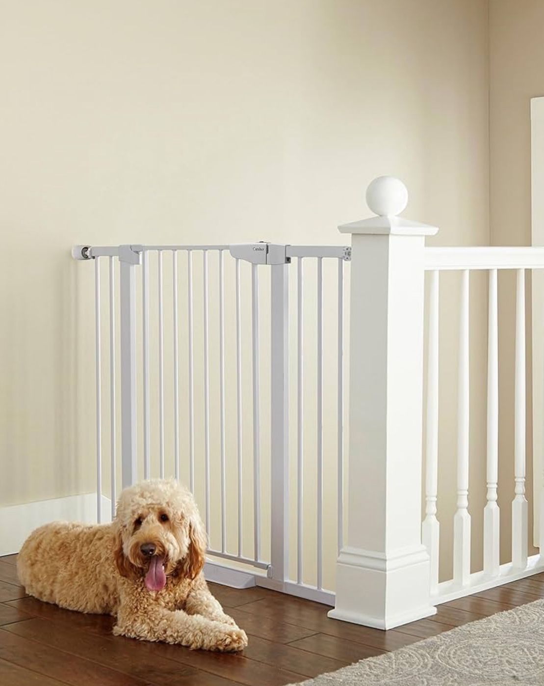 Cumbor 36" Extra Tall Baby Gate for Dogs and Kids with Wide 2-Way Door, 29.7"- 46" Width retails for $119.99