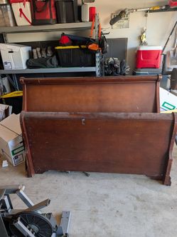 Wooden Sleigh Bed Frame (Headboard & Footboard) – $140