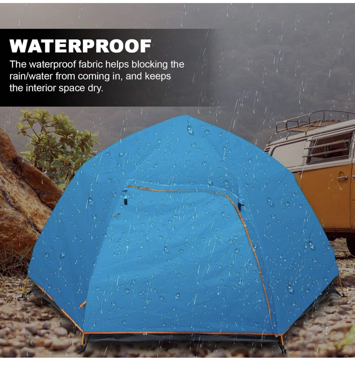nstant Pop Up Camping Tent Easy Setup Automatic Hydraulic Water Resistant with Rain Fly Portable Lightweight Great for Outdoor Beach Backpacking Hikin