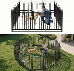 #C Dog Fence Outdoor for Yard 12 Panels 40'' Rustproof Metal Dog Playpen $ 70