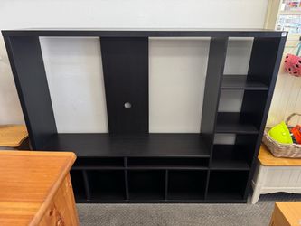 Black Entertainment Center TV Stand with Shelves