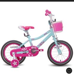 JoyStar Pairs Girls Bike for kids 18 inch like new condition with training wheels and one helmet