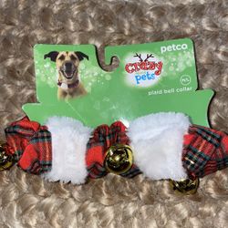 NWT Petco dog canine pet red green gold plaid bell collar medium large M/L