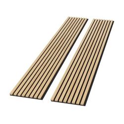 ROOMTEC 2 Pack Acoustic Solid Wood Wall Panels, 94.49” x 12.6” Soundproof Wall Panels, Wood Slat Wall Panels for Wall Decor (Oak)