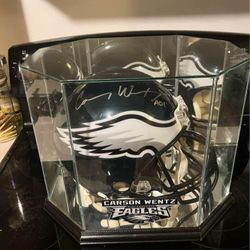 Carson Wentz Signed Philadelphia Eagles Speed Authentic NFL Helmet With Custom Display Case