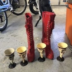 Halloween red Lace Up Boots