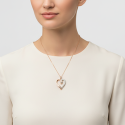 10K Rose Gold Diamond Heart Pendant & 16-18" Adjustable Curb Chain
