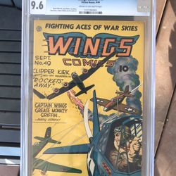 Wings Comics #49 (1944) CGC 9.6 — Single Highest Graded Copy; WWII Cover