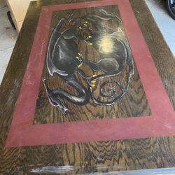 Gothic Table Solid Wood with Metal Frame Base