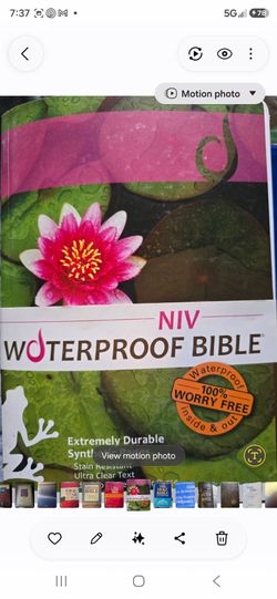 WATERPROOF BIBLE: NIV (PINK FLORAL) By Bardin & Marsee Publishing **Excellent**