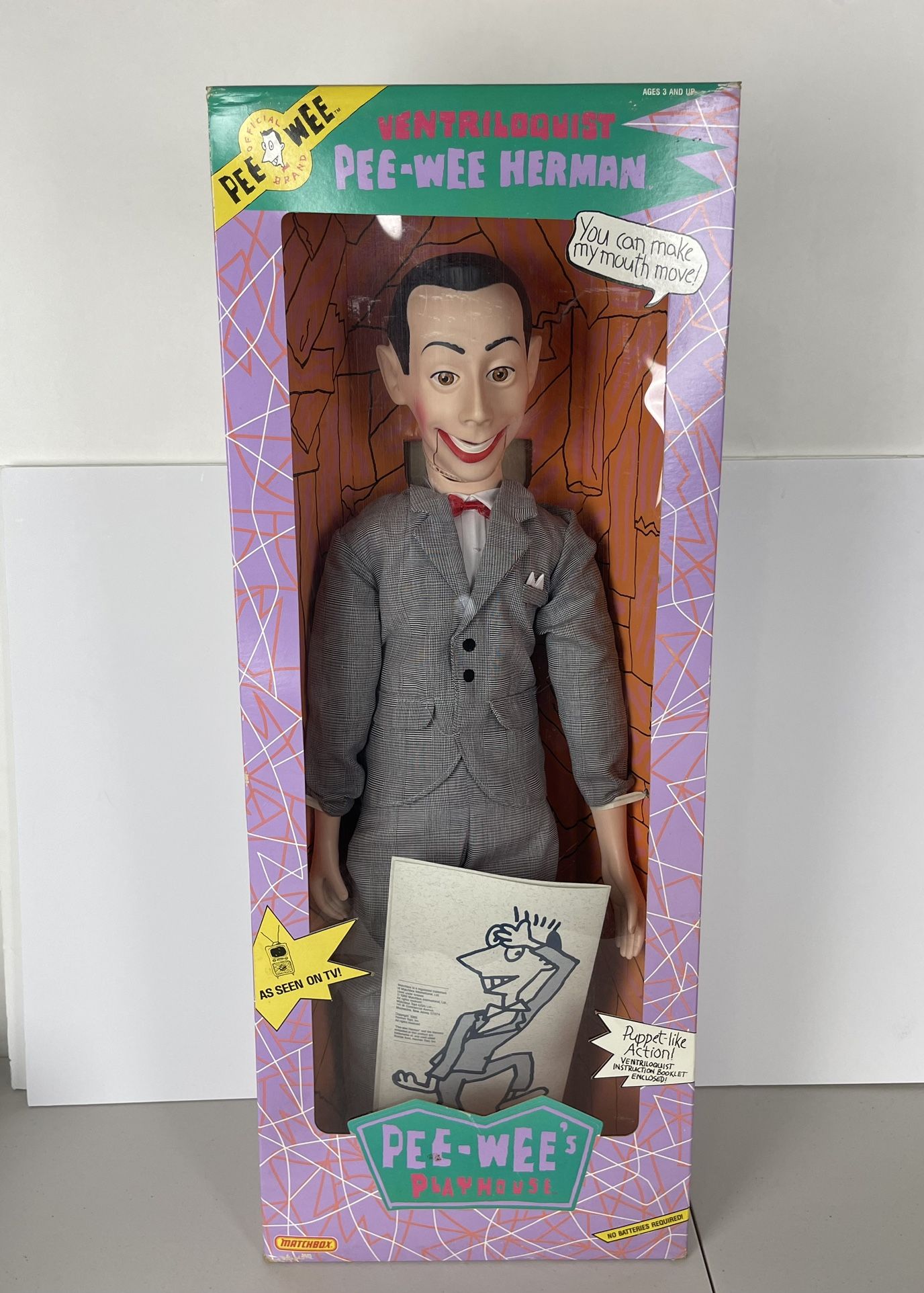 Pee-Wee Herman Vintage 1989 Matchbox 26" Ventriloquist Pee-Wee Herman Dummy Doll