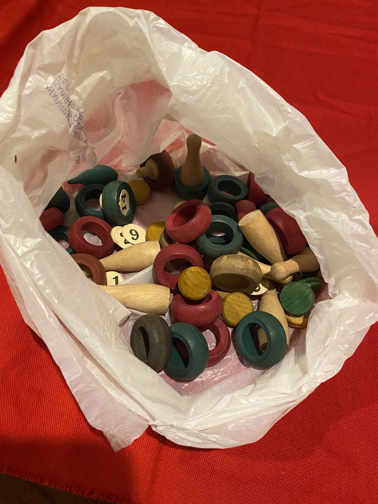 Vintage wooden game pieces