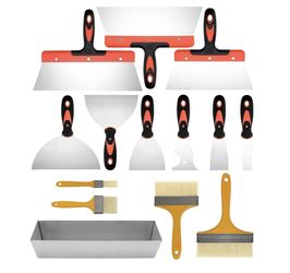 14Pcs Paint Scraper Tools Set,10 Pcs Stainless Steel Drywall Knife Kit and 4 Paint Brushes Set