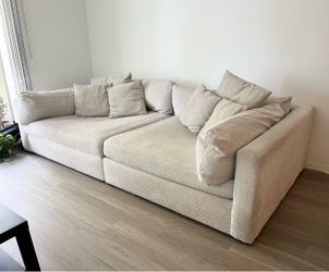 Large Cream Boucle Sectional Sofa