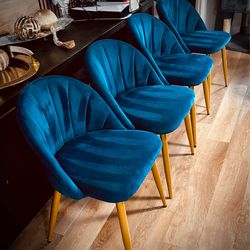 Velvet Blue Dining Chairs Set of 4