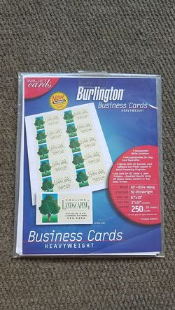 Burlington Heavyweight Business Cards for Inkjet or Laser Printer Heavy White Cardstock 250 Cards