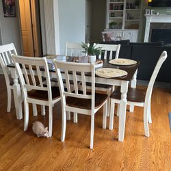 6 Chairs Dining Table Set- Farmhouse Style
