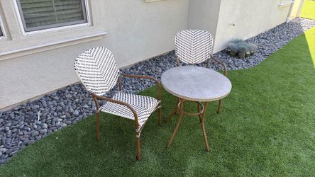 Bistro table and chairs.