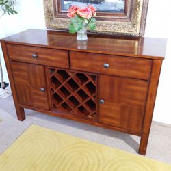 Priced To Sell Solid Wine Cabinet With 2 Drawers And 2 Cupboards 52"Wx34Hx15"D