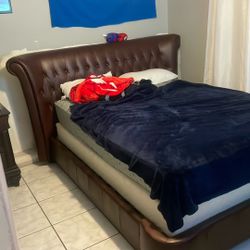 Bed Frame (Brown Leather) 