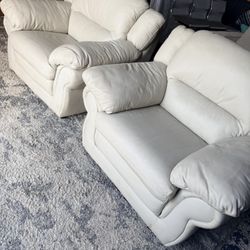 Verona Cream Leather 2+2 Seater Sofa Set Collection 