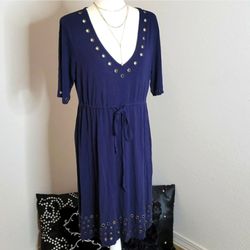 Boston Proper Navy Blue & Gold Dress