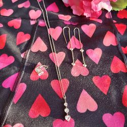 3 Heart Teardrop Pendant With Or Without Maching Earrings 