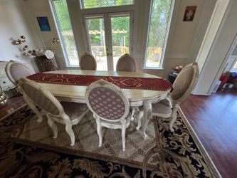 Ornate Formal Dining Table Set with 6 Chairs – Excellent Condition!