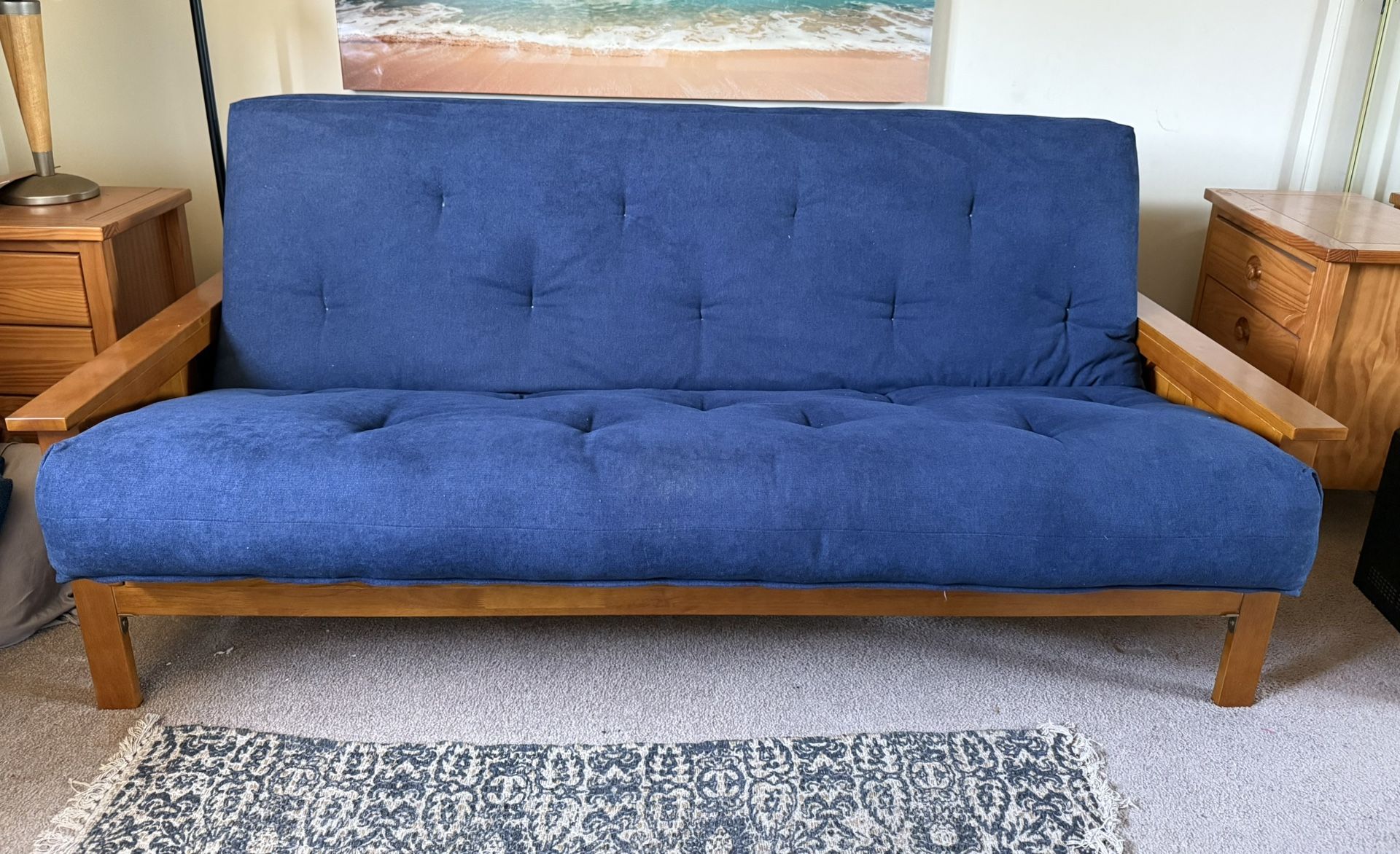 Futon Sofa Bed + 2 Side Tables