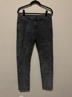7 For All Mankind Black Acid Wash Skinny Jeans 34x32