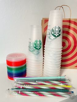 Starbucks Reusable Cold Cups with Lids and Straws