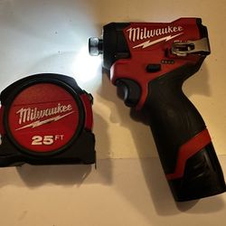 Milwaukee Fuel M12 With Battery & 25ft Tape