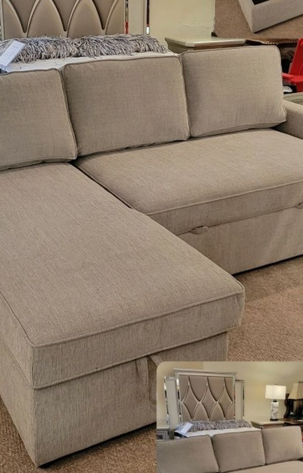 Pull-Out Sleeper Sectional (Sofa Bed) Gray