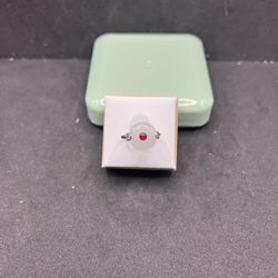 White Jade Silver Ring - Size 4.5