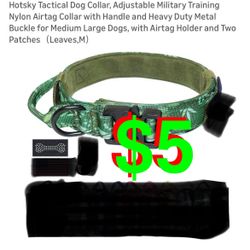 Hotsky Tactical Dog Collar, Adjustable Military Training Nylon Airtag Collar with Handle and Heavy Duty Metal Buckle for Medium Large Dogs, with Airta