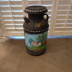 10 Gallon Hand Painted Antique Milk Can