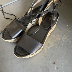 Black wedge sandals