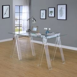 Modern Glass & Acrylic Desk / Dining Table - Like New