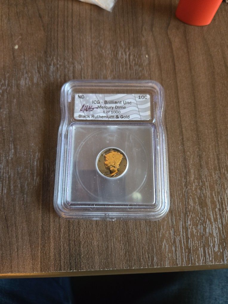 Uncirculated Mercury Dime Gilded W/ Gold And Ruthenium