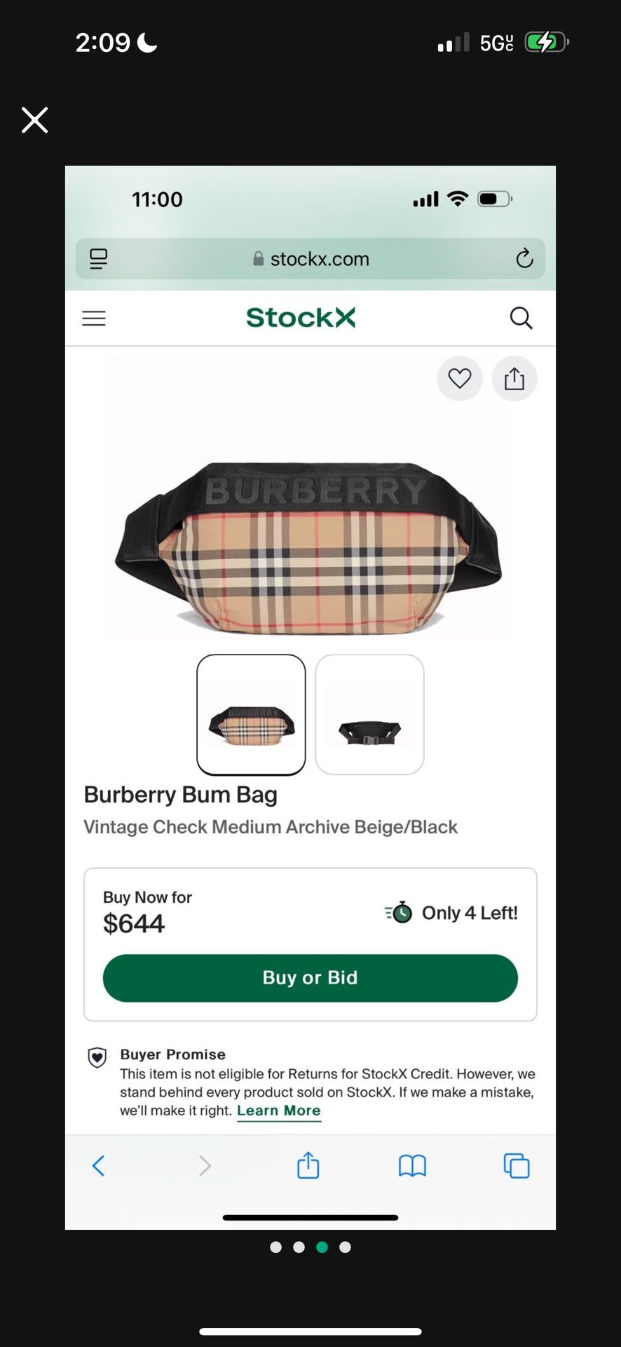 Burberry Bum Bag Vintage Check Medium Archive Beige/Black