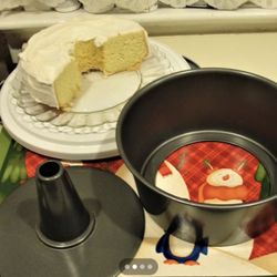 Heavy Duty 2 piece 10" Tube Angel Food Cake Baking Pan .. 4.25 x 9.75. Good condition.