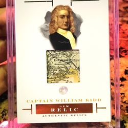 CAPTAIN WILLIAM THE KIDD REAL ROSE QUARTZ GEM & MAP RELIC CARD 2023 KEEPSAKE EDITION