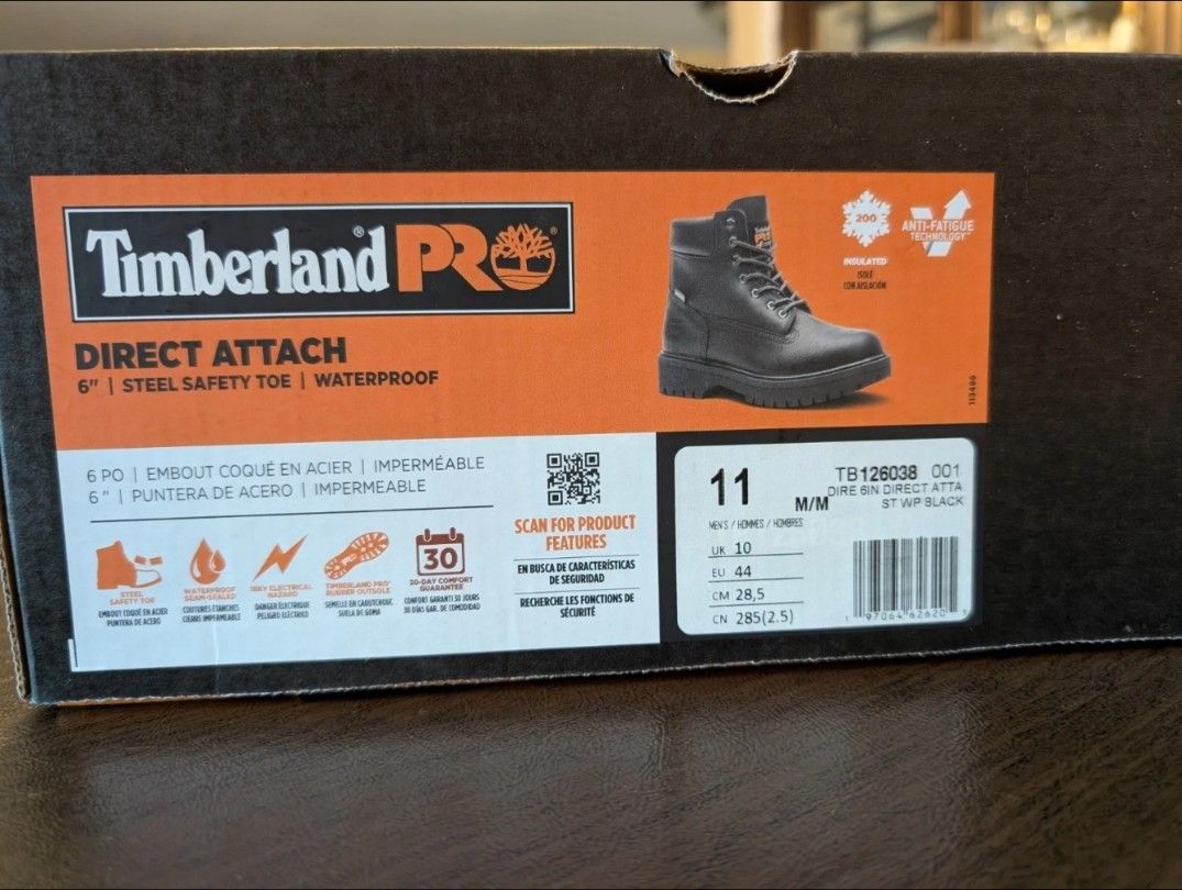 Timberland Pro Direct Attach 6" Steel Toe Waterproof Boots Size 11