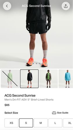 Nike ACG Second Sunrise Dri-FIT ADV 5" Shorts Black - New (Size S)