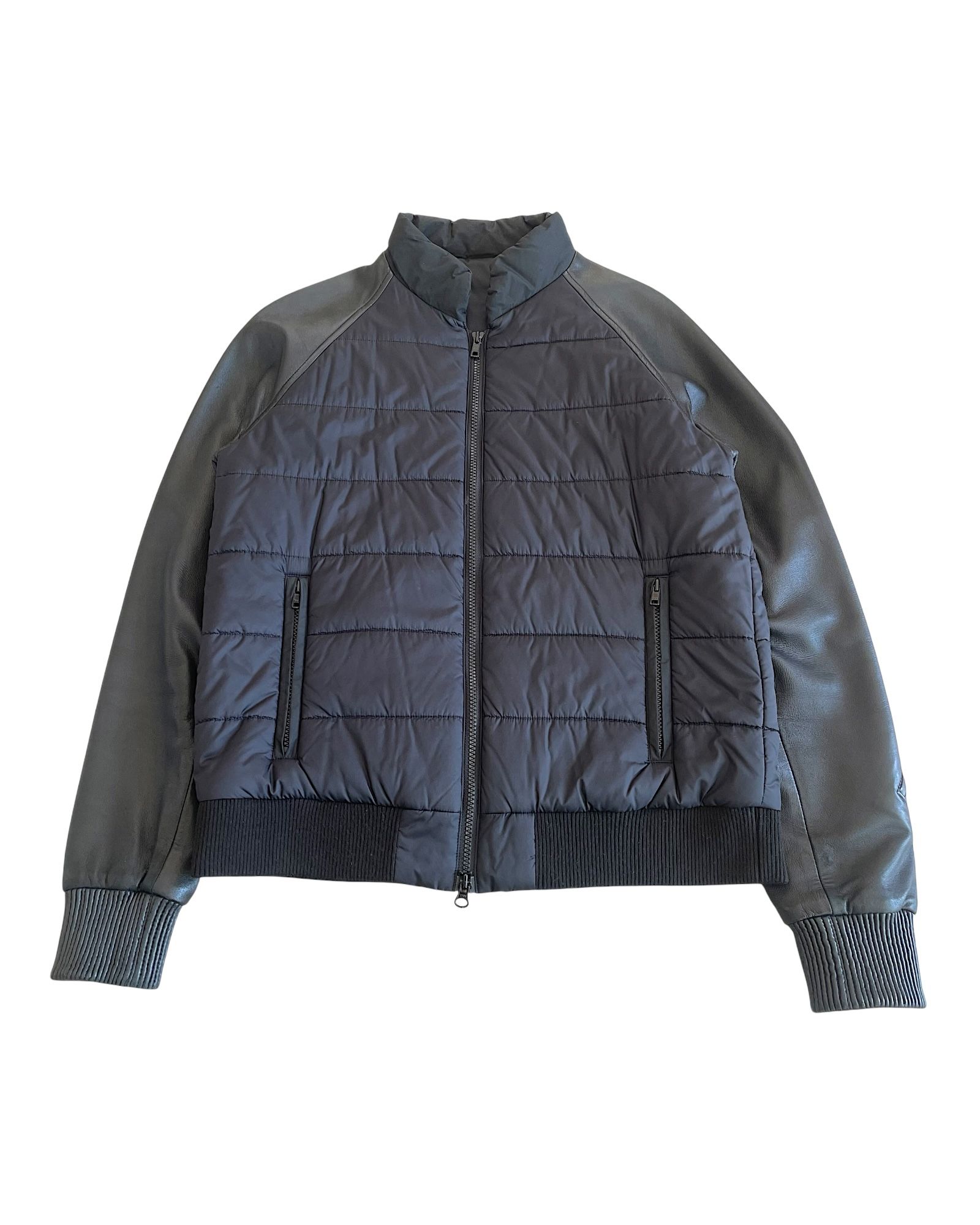 Undercover SS07 "Purple" Nylon Padded Lamb Leather Sleeves Hybrid Jacket Size: 2 Medium