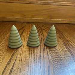 Set of 3 Target Bullseye Miniature Light Green Ceramic Trees