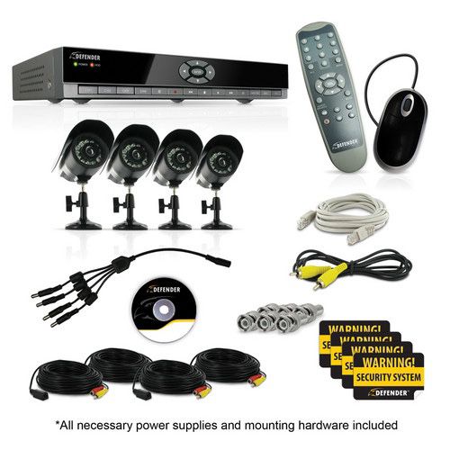New In Box: Defender SN502-4CH-002 Feature-Rich 4-Channel H.264 DVR Security System with Smartphone Access and 4 Indoor/Outdoor Hi-Resolution Cameras