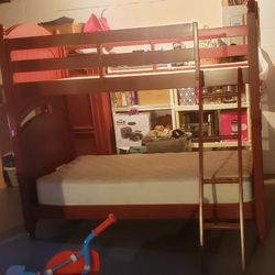 Red SOLID WOOD Twin Bunk Bed & Chest.