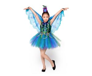 Girls Peacock Costume with Wings and Headpiece